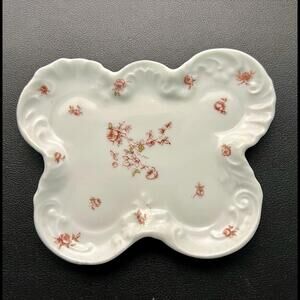 Victoria Carlsbad Austria Antique 1891-1918 Butterfly Floral Vanity Tray Platter